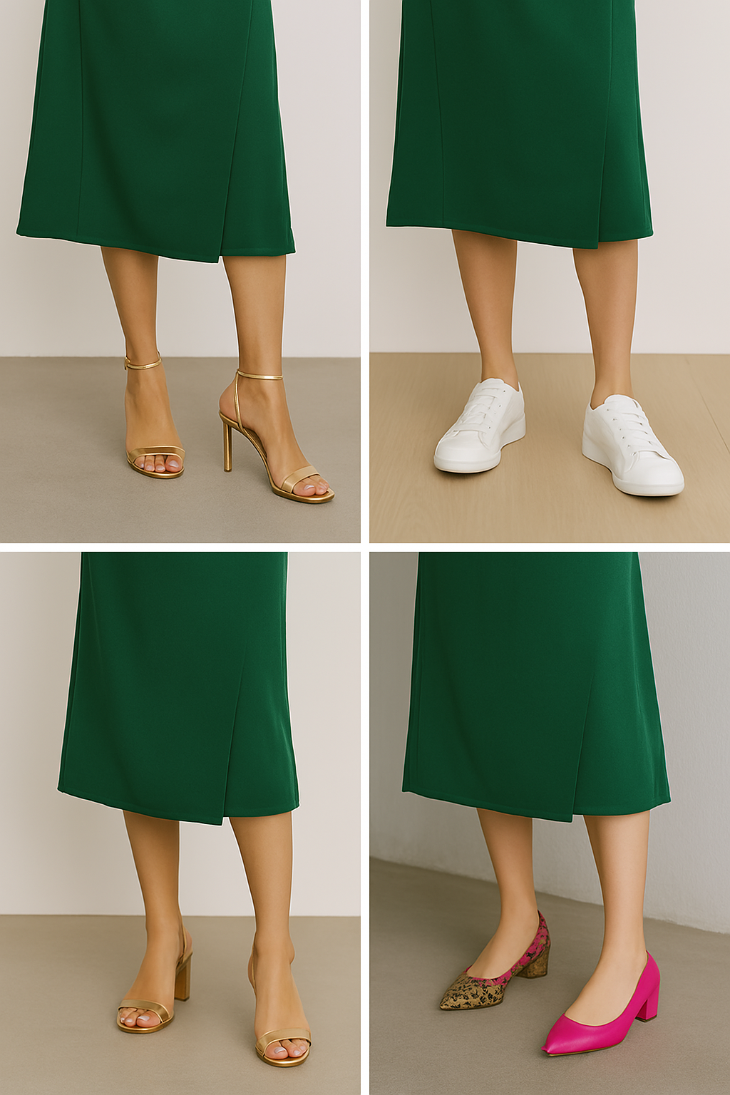 ¿Qué zapatos combinan con un vestido verde? Inspírate con estos looks