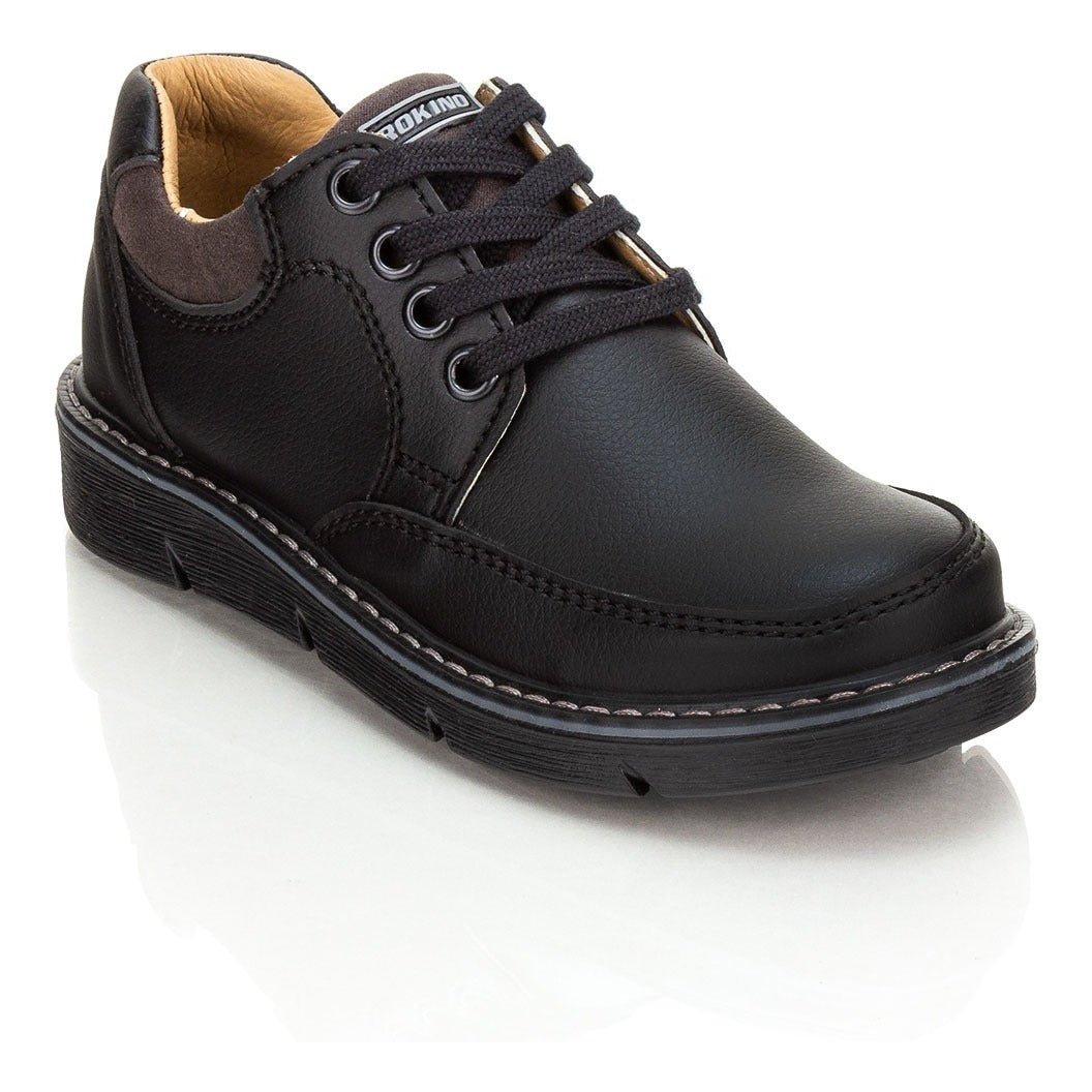 Zapato Escolar Casual Niño Piel Negro Rokino 00755