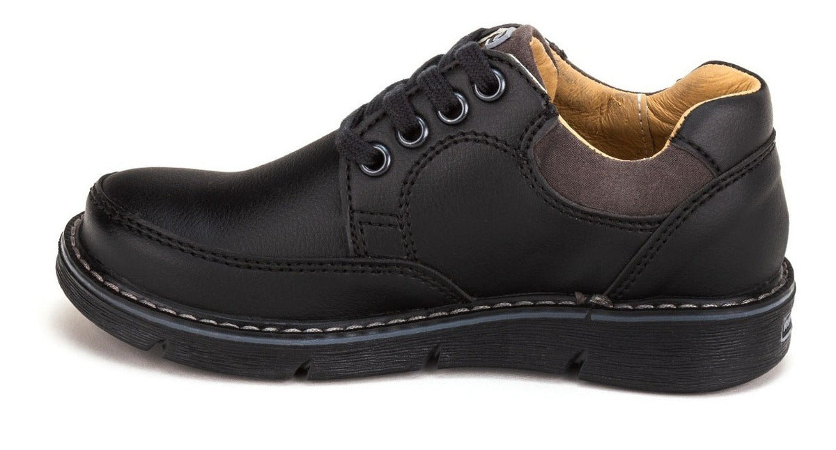 Zapato Escolar Casual Niño Piel Negro Rokino 00755