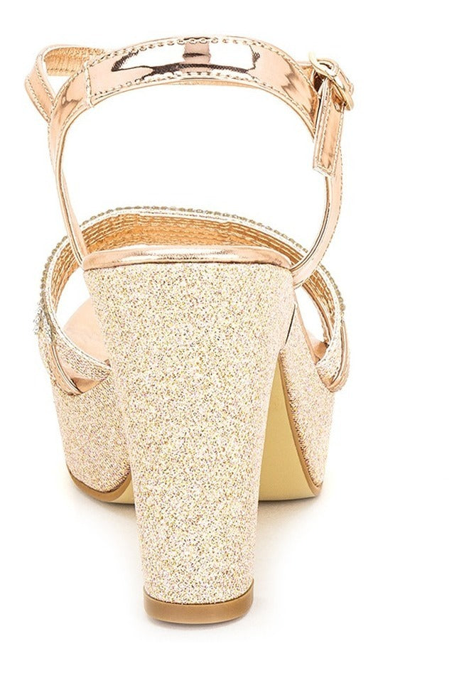 Zapatilla Abierta Vestir Oro Rosado Dama Joza 03506