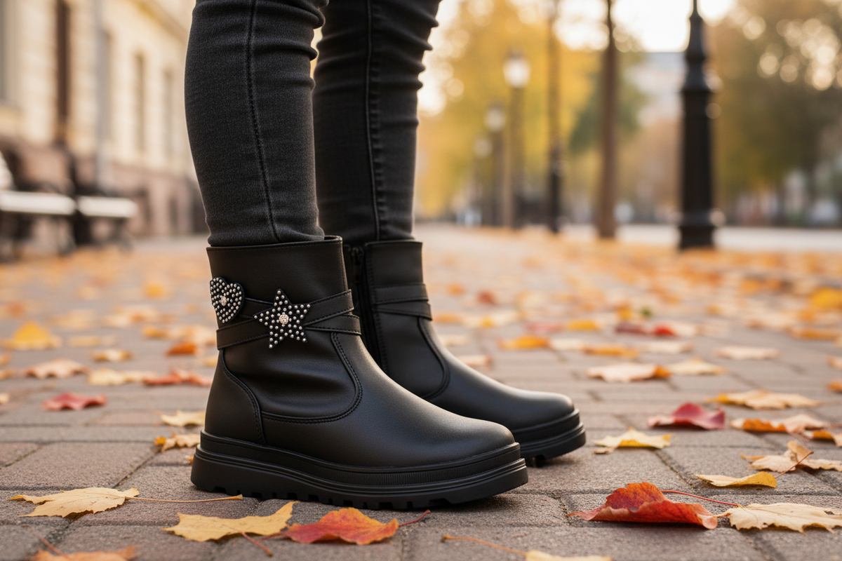 Botín Casual Star Heart Niña Yuyin 07497 Yuyin Botas Yuyin Calzado con Estilo en México