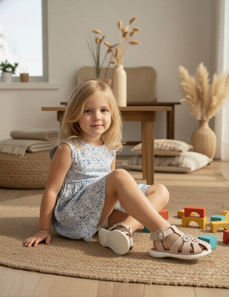 Sandalia Con Flores Para Niña Happy Shoes 08465