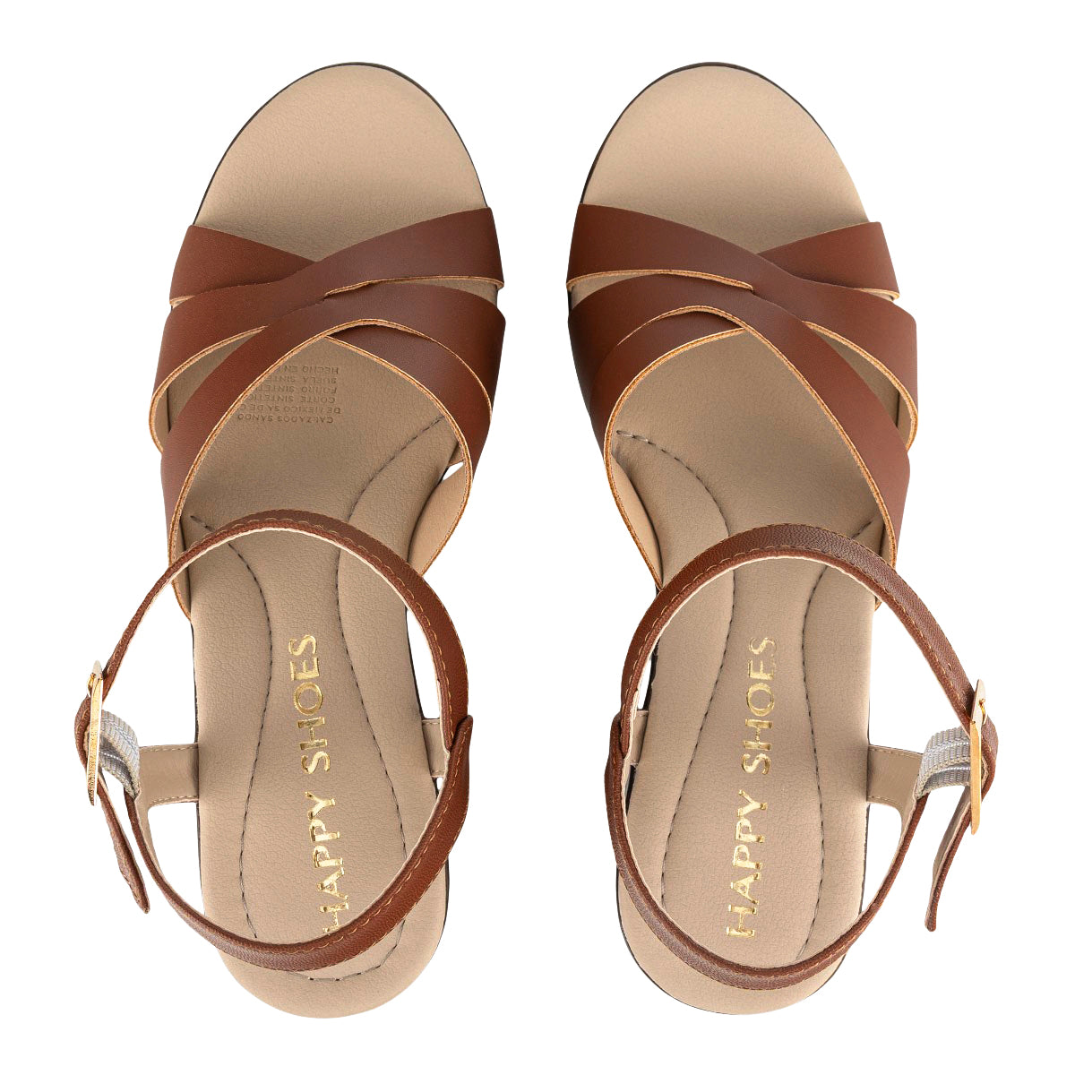 Sandalia Happy Shoes Para Mujer Cuña Marrón 08412