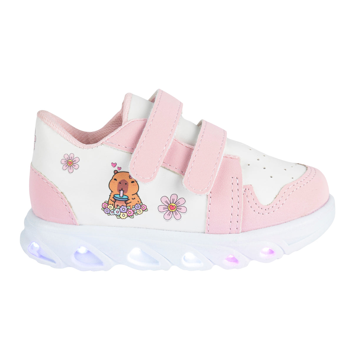 Tenis Capibara Flores Luz Led Para Niña Peke Kids 09495