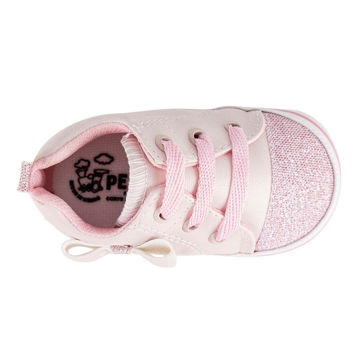 Tenis Moño y Brillo Glitter Para Bebé Peke Kids 09499 Peke Kids Tenis Peke Kids Calzado con Estilo en México