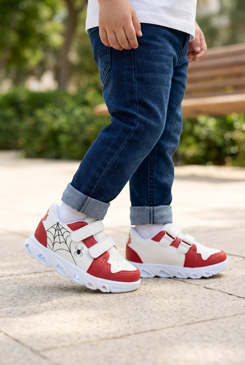 Tenis Spider-Man Luz Led Para Niño Peke Kids 09494