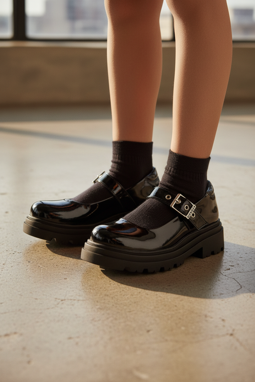 Zapato Escolar Coqueta Para Niña Tacón Chunky Junior 07210 Coqueta Escolar Coqueta Calzado con Estilo en México