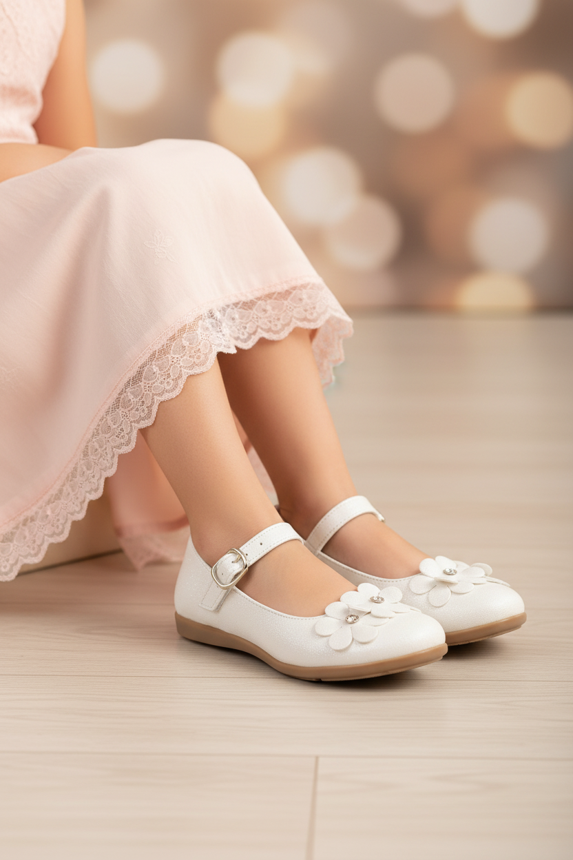Zapato Para Niña Detalle Floral Caramel 08980