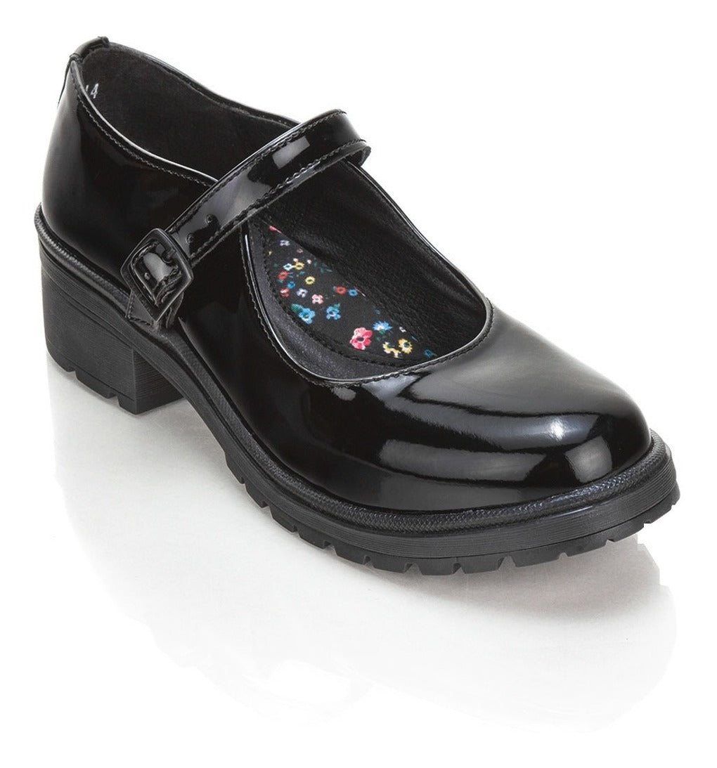 Zapato Escolar Niña Negro Charol Casual Bambino 02903