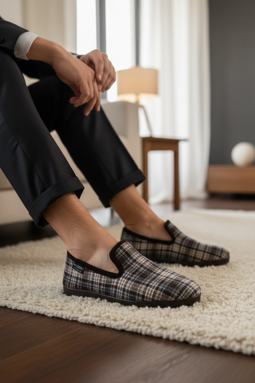 Pantufla Confort Cuadros Para Hombre Extra Confort 07362-63