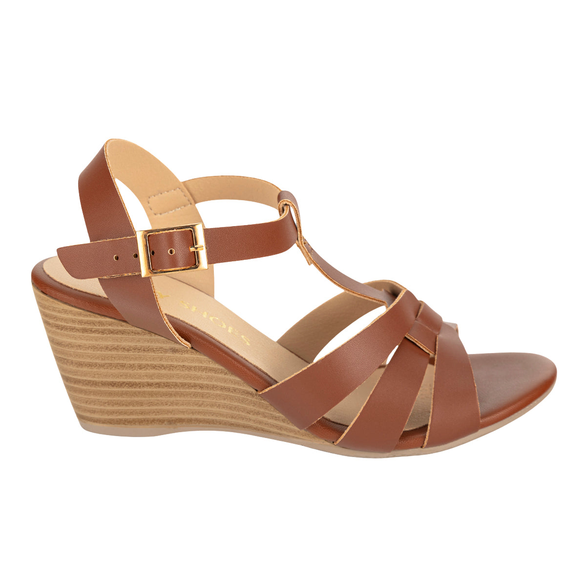 Sandalia color miel de la marca Happy Shoes