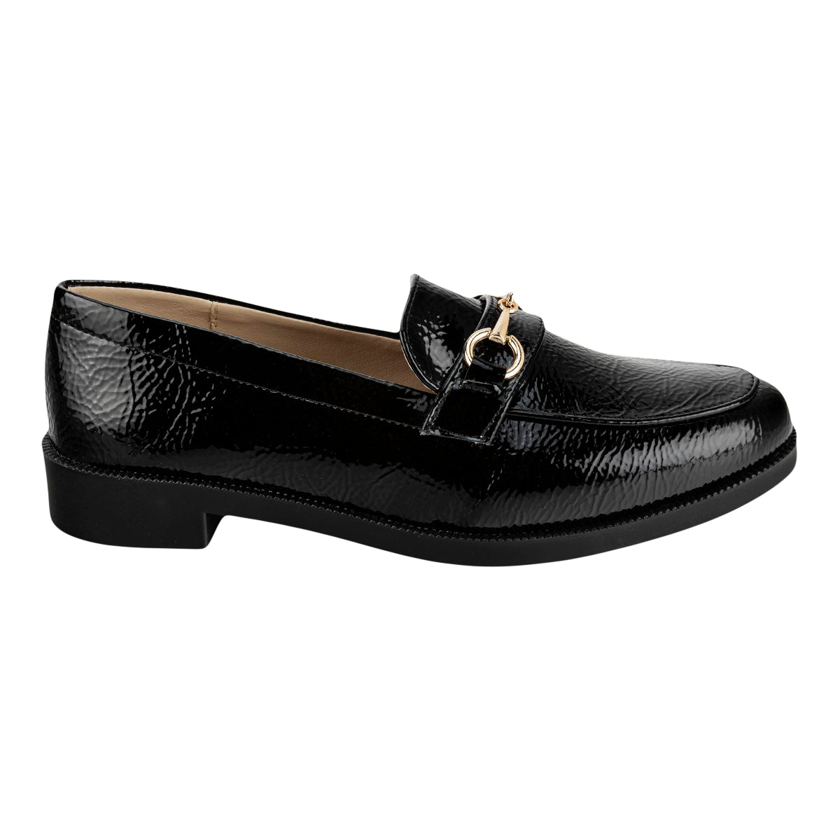 Zapato Mocasín Para Mujer Stampa Charol Negro 07072