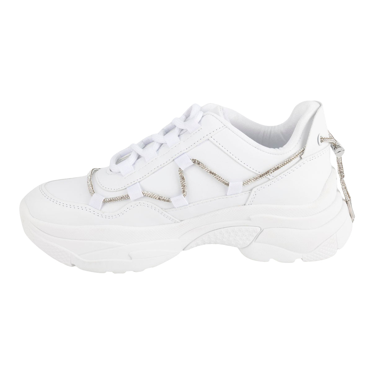Tenis Blancos Plataforma Brillos Para Mujer Neosport 05216
