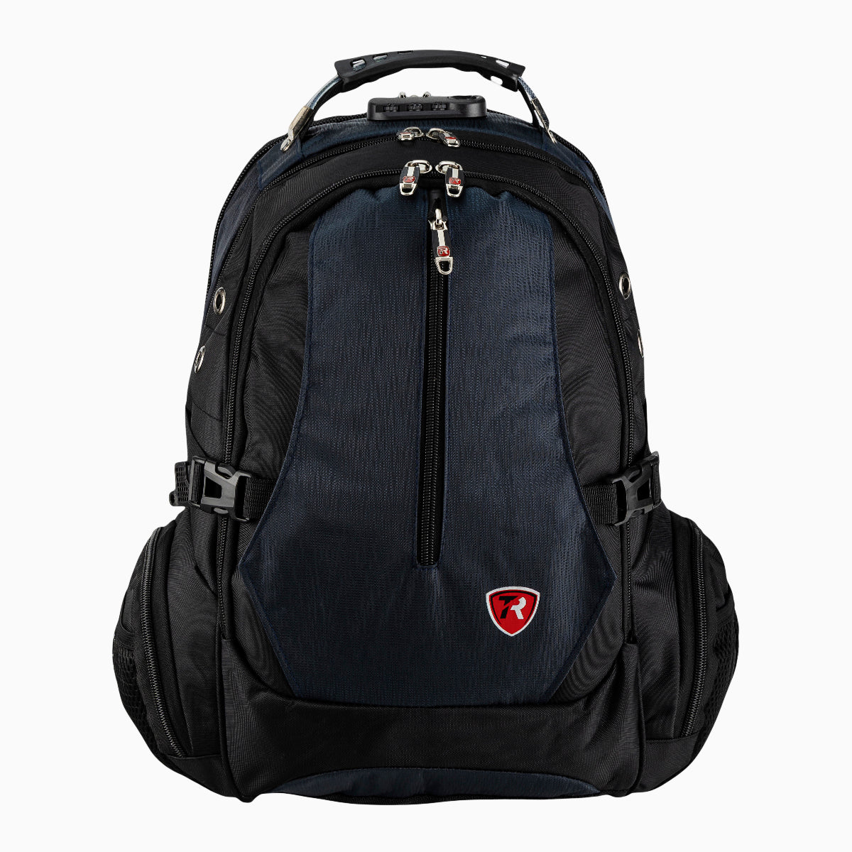 Mochila escolar color negro con azul