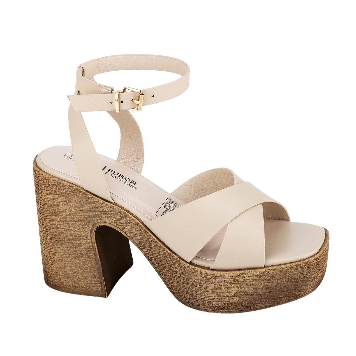 Sandalia Plataforma Biege Dama Furor 05098