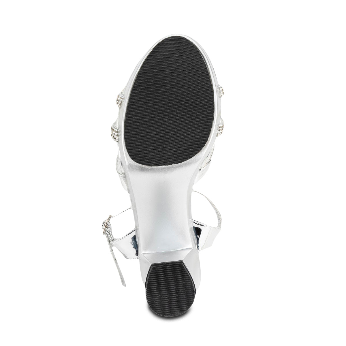 Zapatilla Elegante Tiras Brillo Plata Dama Joza 05412