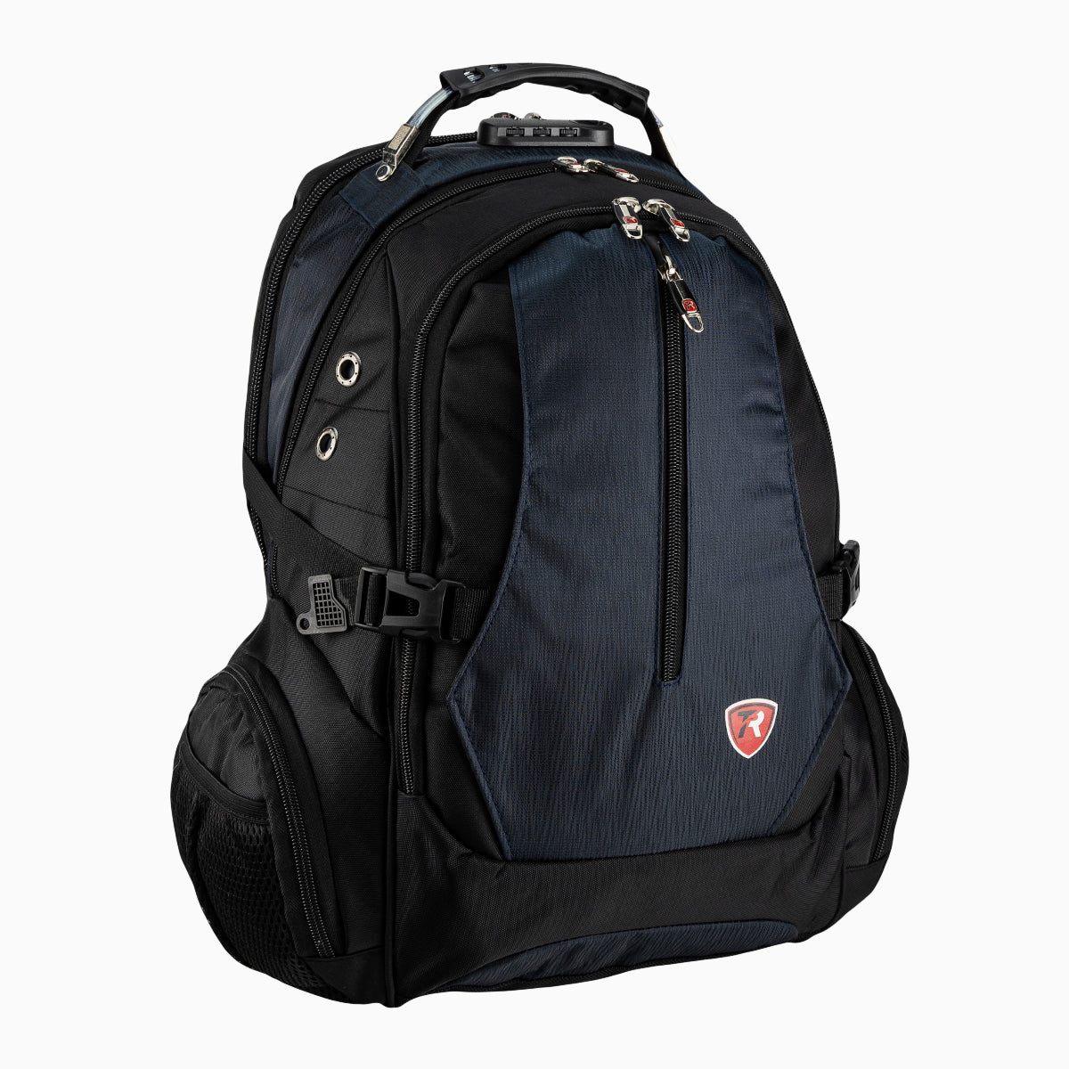 Mochila escolar color negro con azul