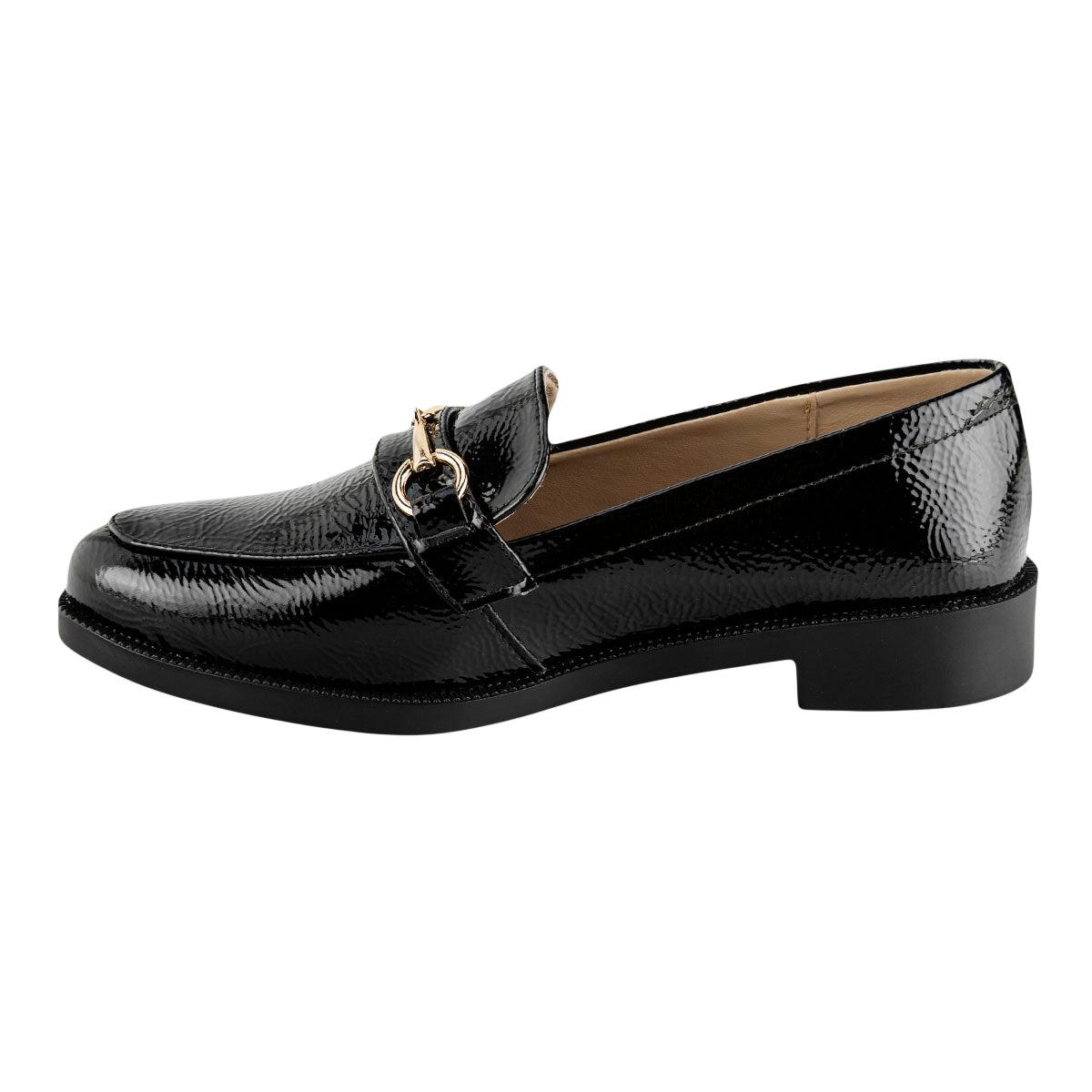 Zapato Mocasín Para Mujer Stampa Charol Negro 07072