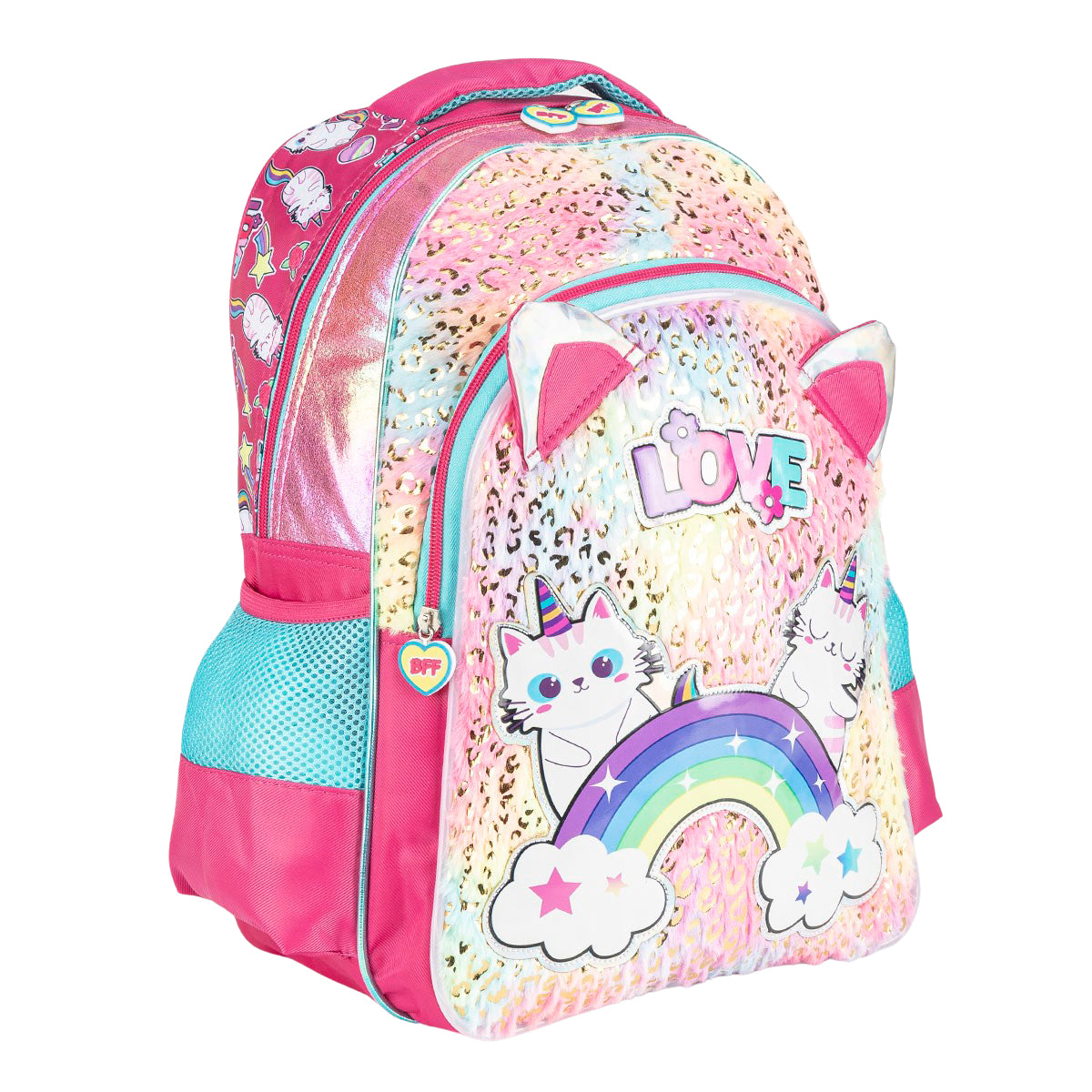 Set Mochila Lapicera Lonchera Gatito Luz Led 06058