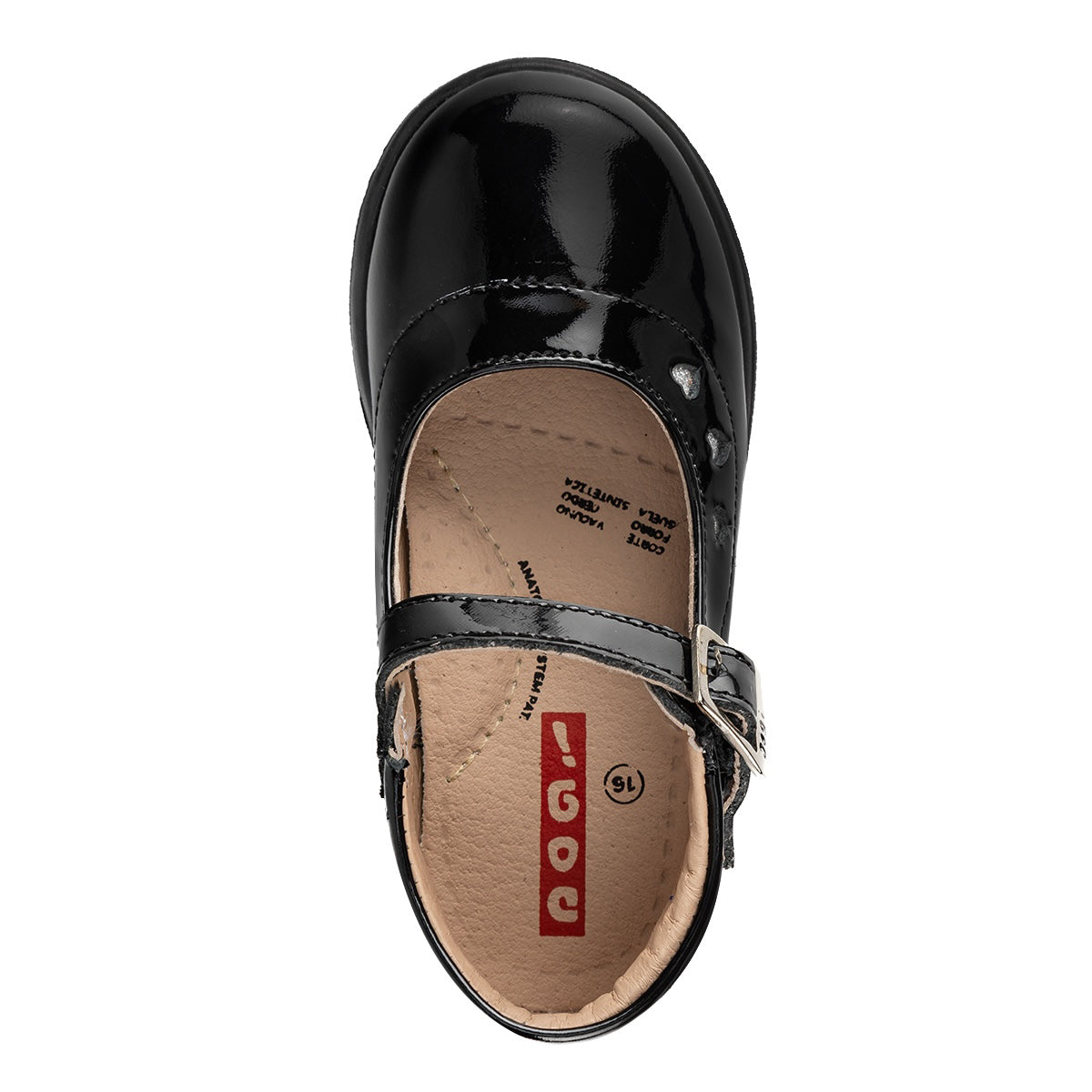 Zapato Corazón Escolar Hebilla Negro Niña Dogi 05507