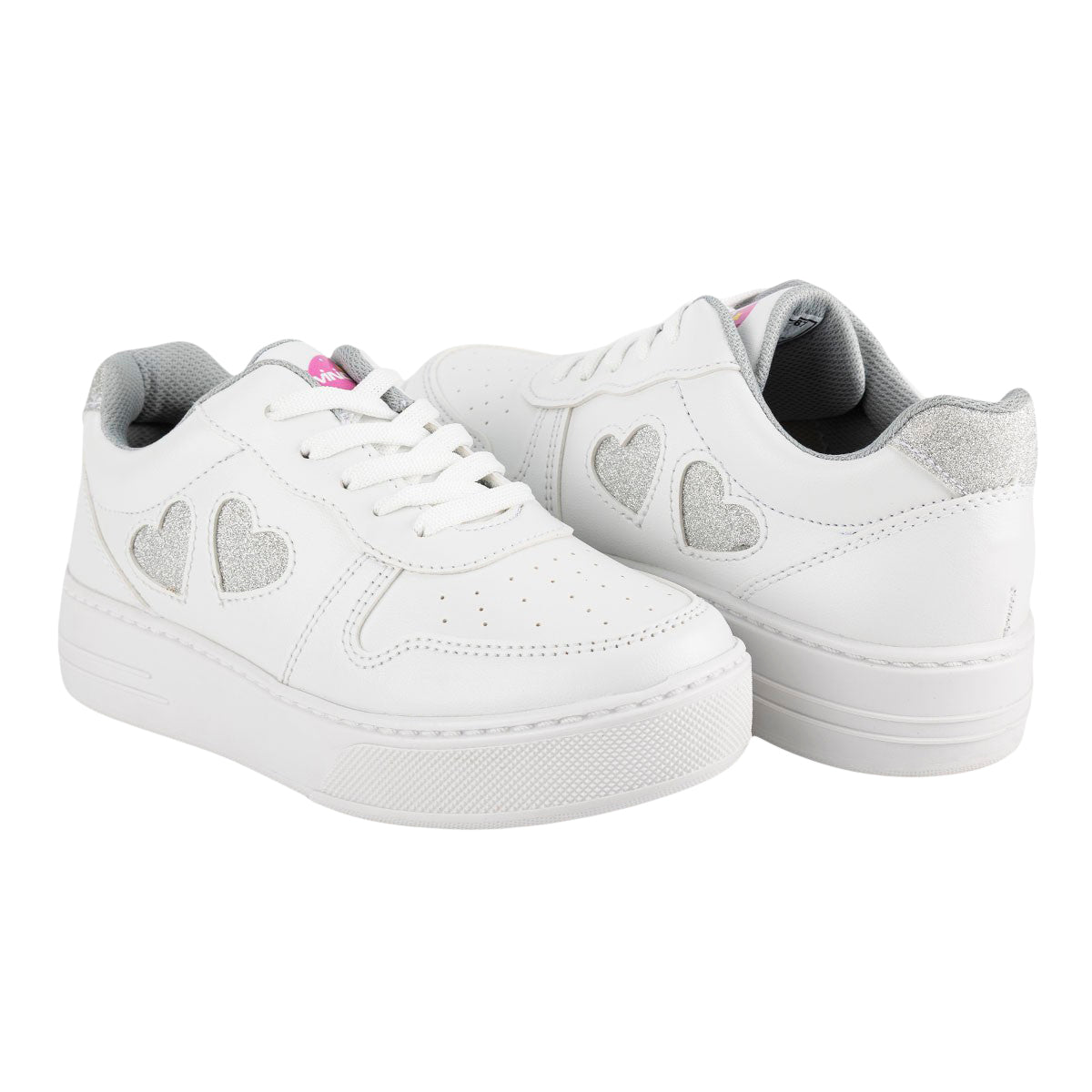 Tenis Blancos Escolar Casual Corazón Niña Dominiq 06007