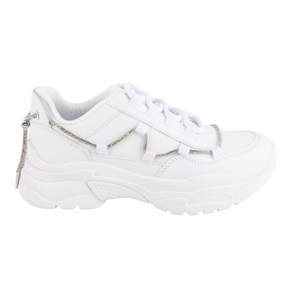 Tenis Blancos Plataforma Brillos Para Mujer Neosport 05216