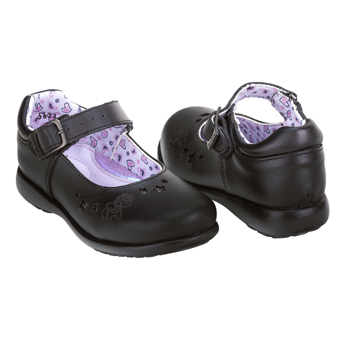 Zapato Escolar Niña Negro Hebilla Bambino 02906