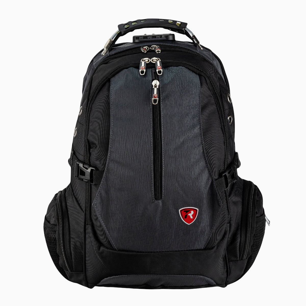 Mochila escolar color negro con gris