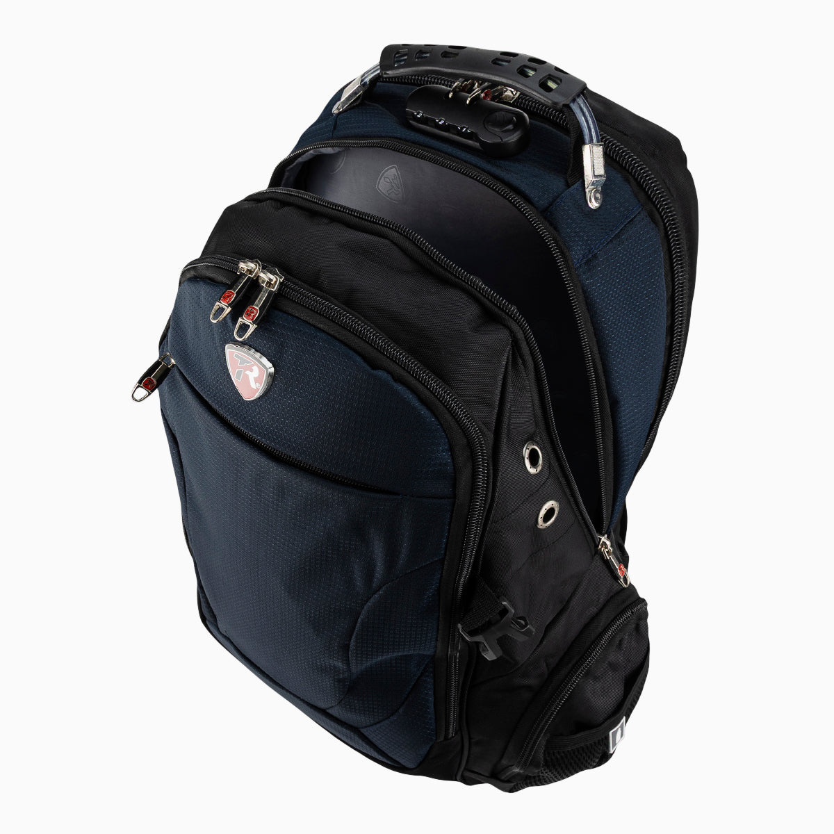 Mochila escolar color Negro con Azul Marino