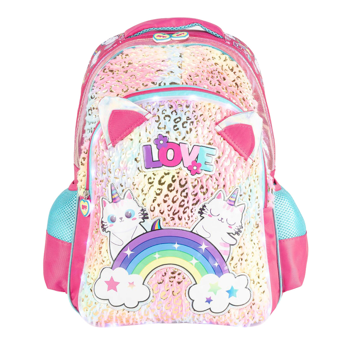 Set Mochila Lapicera Lonchera Gatito Luz Led 06058