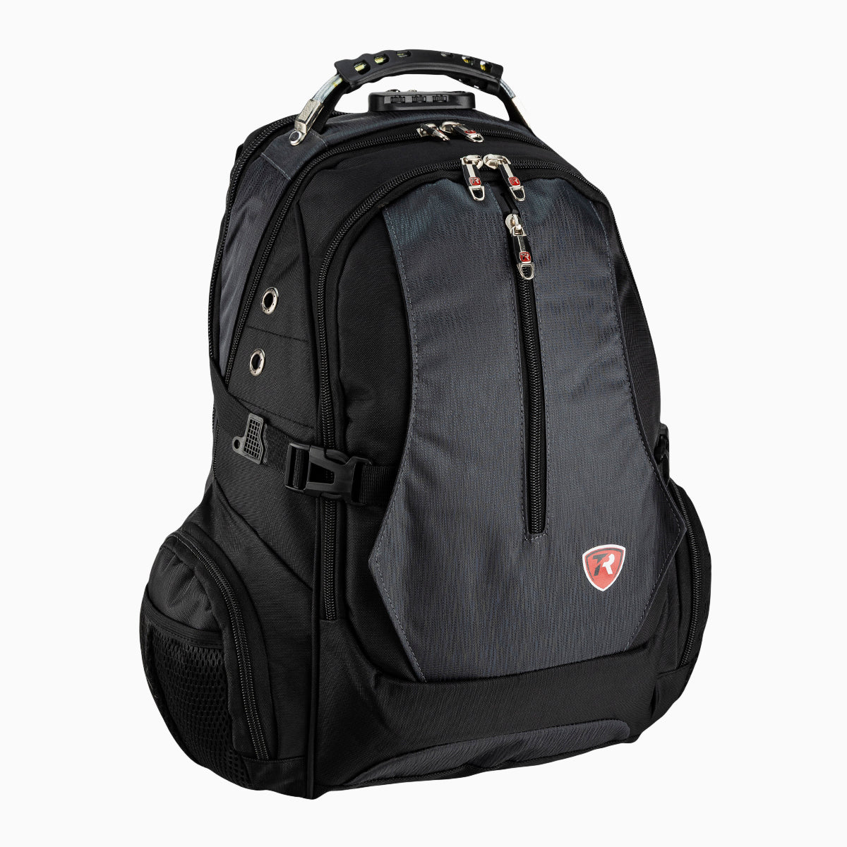 Mochila escolar color negro con gris