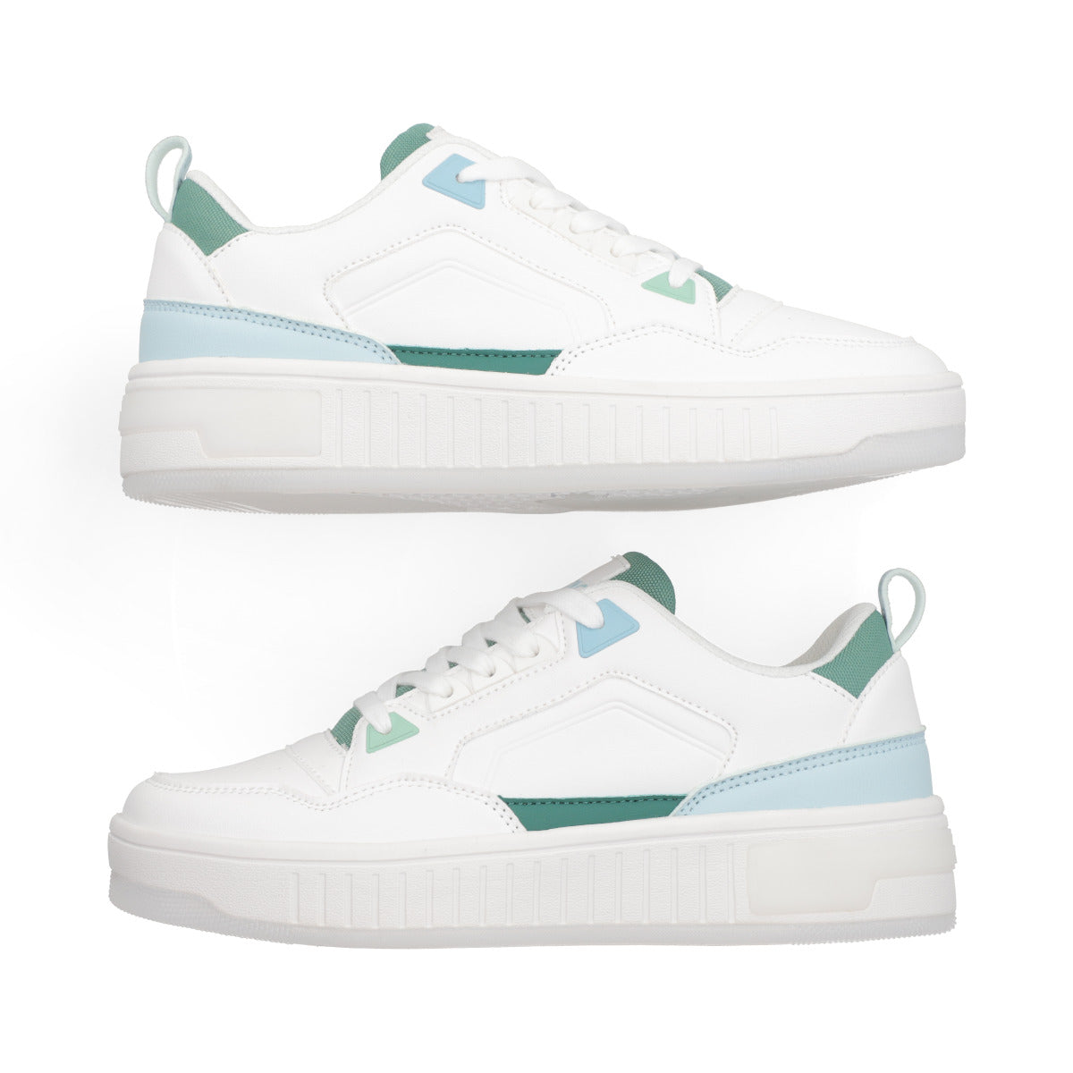 Tenis en color Blanco con detalles en Verde de la marca Capa de Ozono