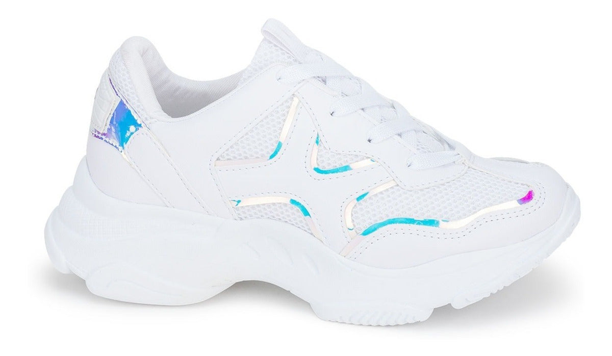 Tenis Casuales Plataforma Dama Blancos Tornasol Neo Sport
