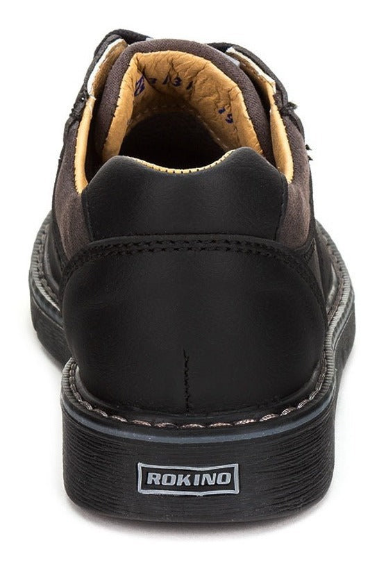 Zapato Escolar Casual Niño Piel Negro Rokino 00755