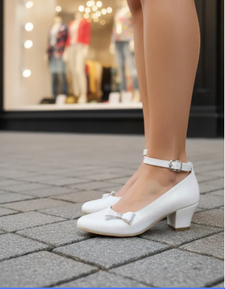 Zapato Lazo Tacón Bloque Niña Happy Shoes 08344