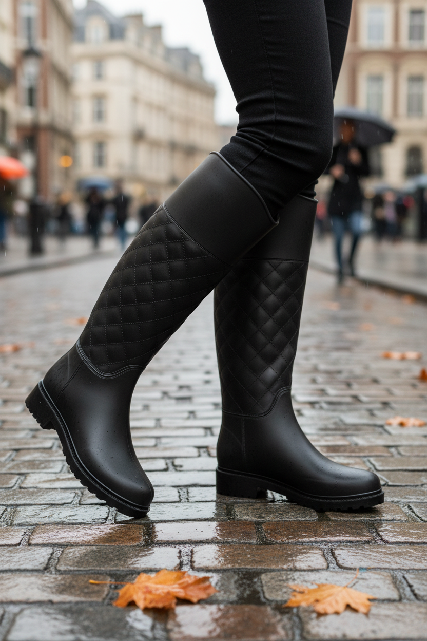 Bota de Lluvia Capitonada Para Mujer ViaModa 09302