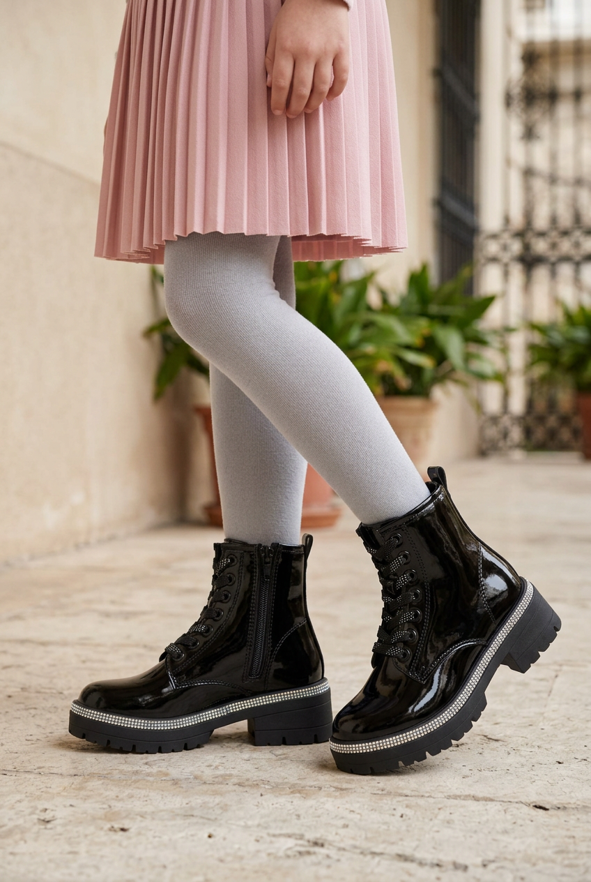 Botín Bambino Para Niña Urbanas Combat Plataforma 09085 Bambino Botas Bambino Calzado con Estilo en México