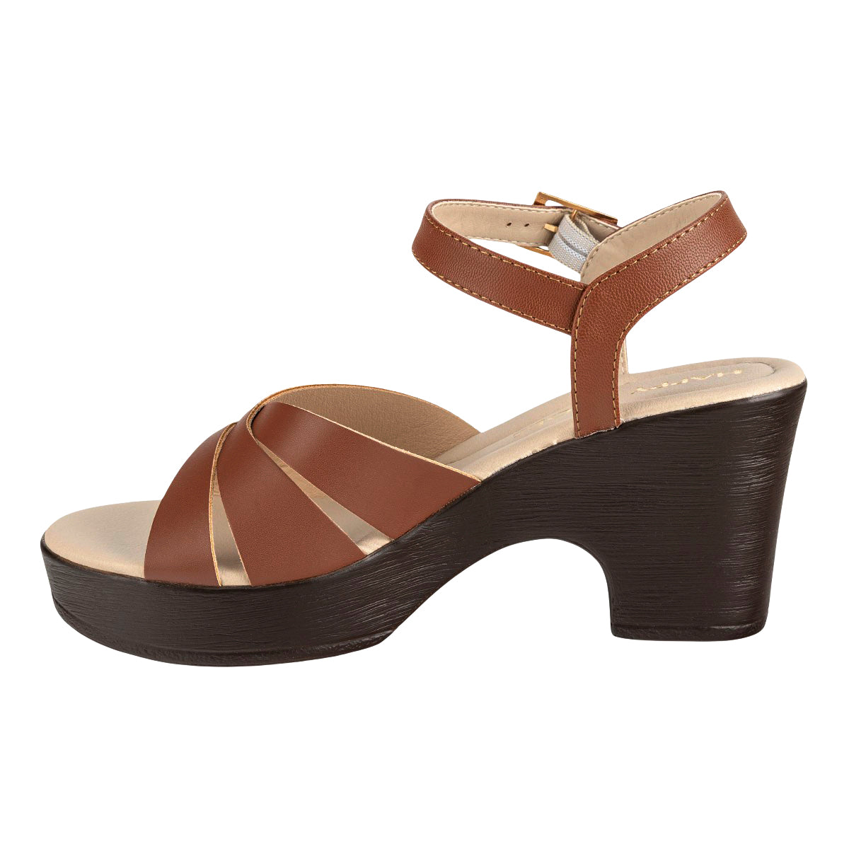 Sandalia Happy Shoes Para Mujer Cuña Marrón 08412
