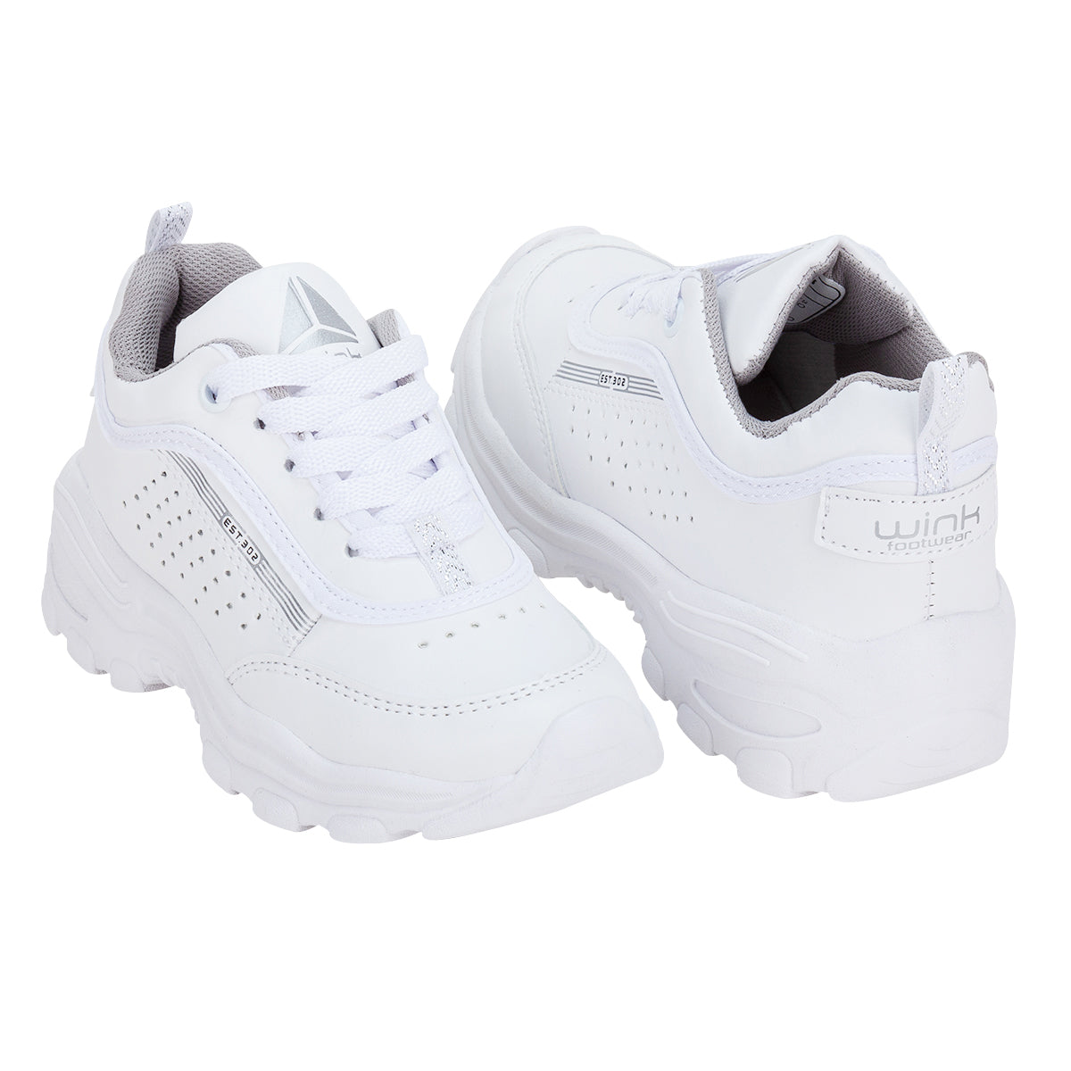 Tenis Blancos Escolar Moda Para Niña Joven Wink 01572 Wink Tenis Wink Calzado con Estilo en México
