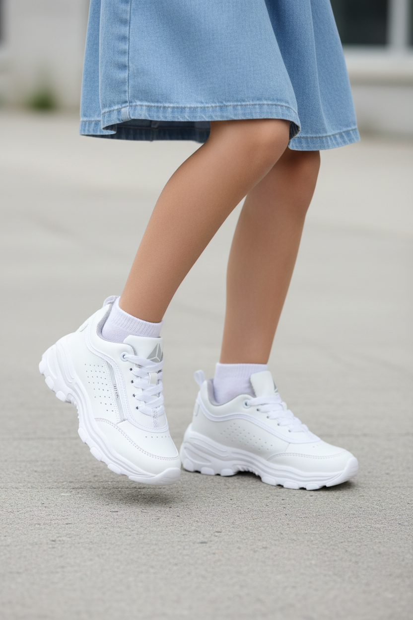 Tenis Blancos Escolar Moda Para Niña Joven Wink 01572 Wink Tenis Wink Calzado con Estilo en México