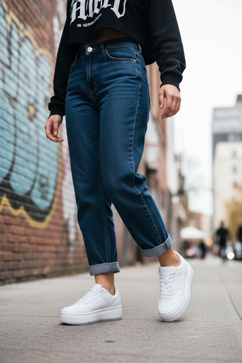 Tenis Blancos Plataforma Para Mujer Neosport 05571