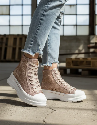 Tenis Brillo Metálico Niña Bambino 08287