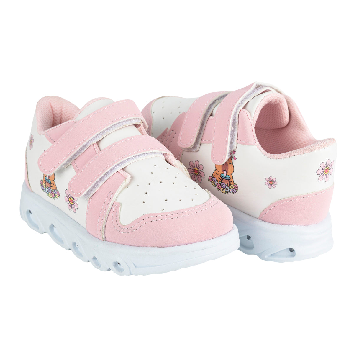 Tenis Capibara Flores Luz Led Para Niña Peke Kids 09495