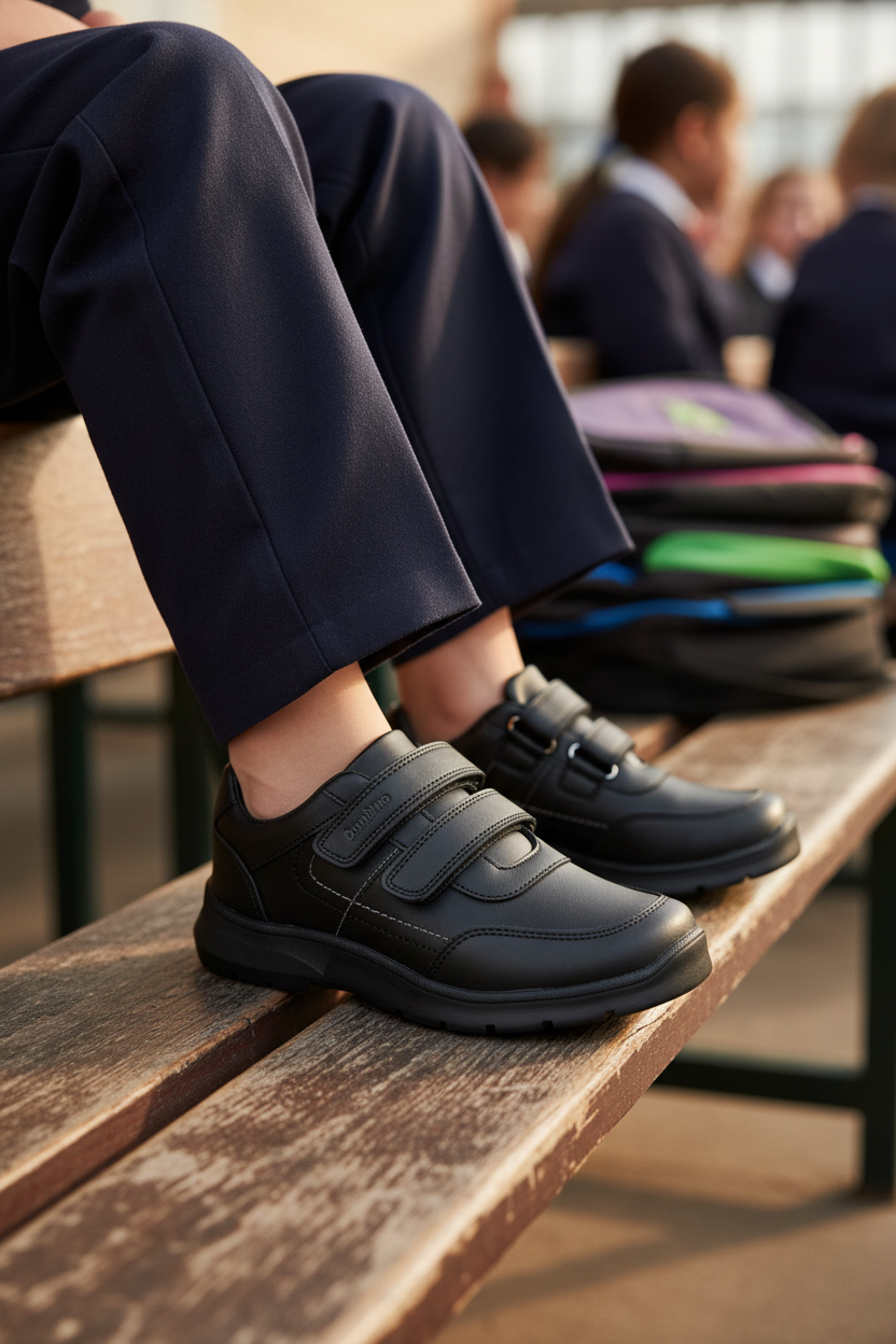 Zapato Escolar Ancho Velcro Niño Bambino 07167