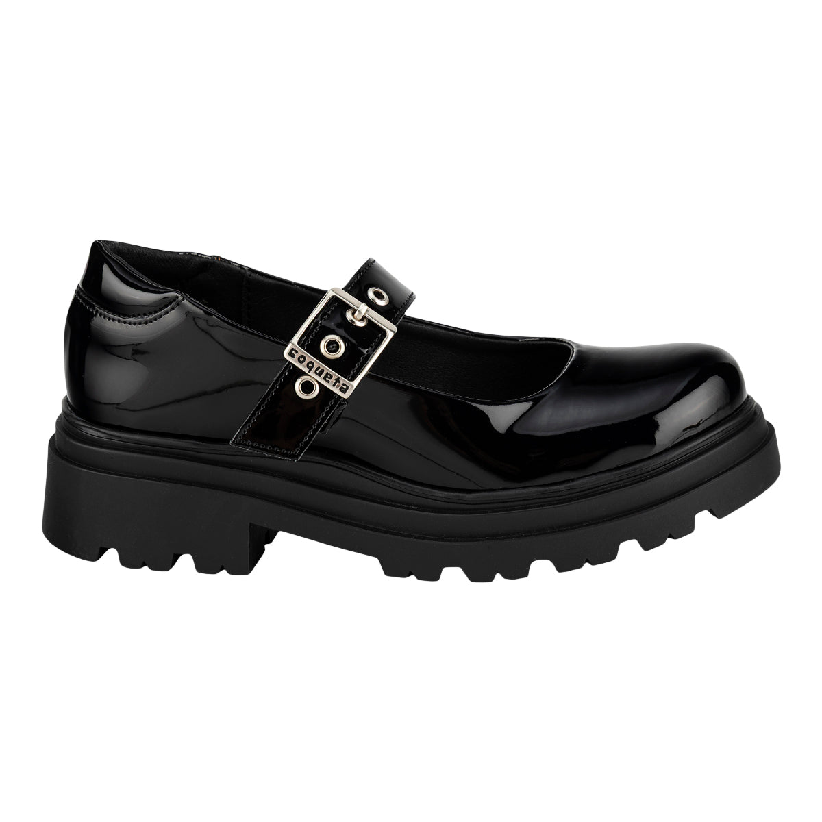 Zapato Escolar Coqueta Para Niña Tacón Chunky Junior 07210 Coqueta Escolar Coqueta Calzado con Estilo en México