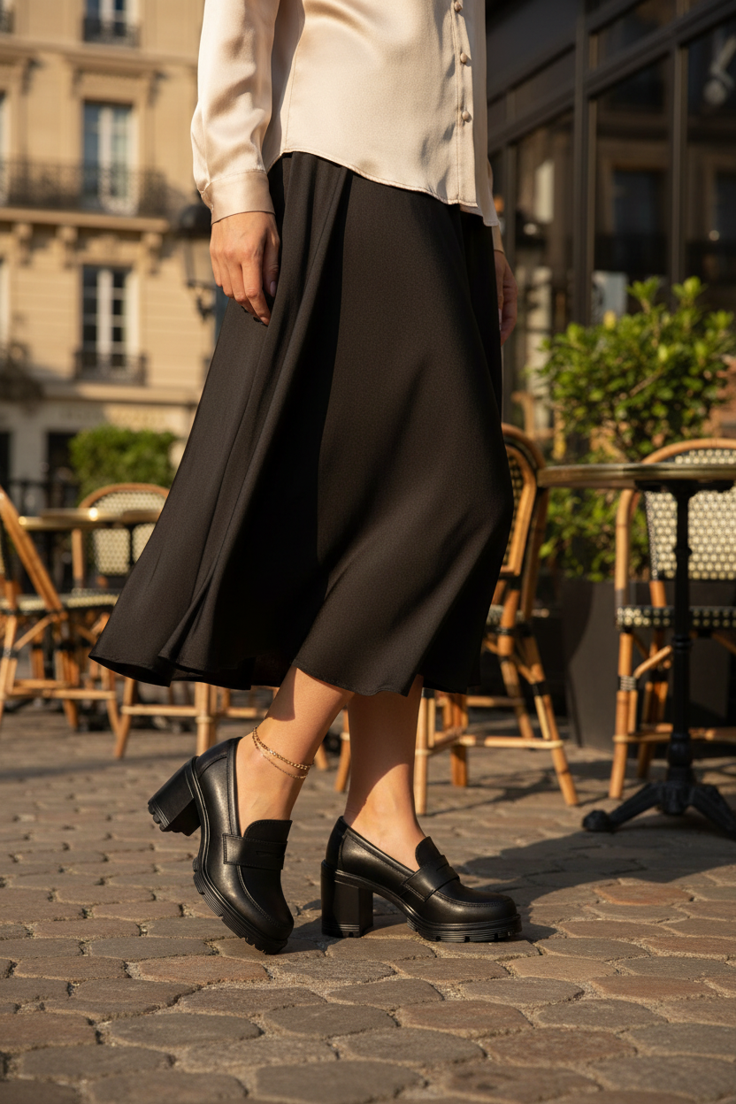 Zapato Tacón Loafer Para Mujer Green love 07108