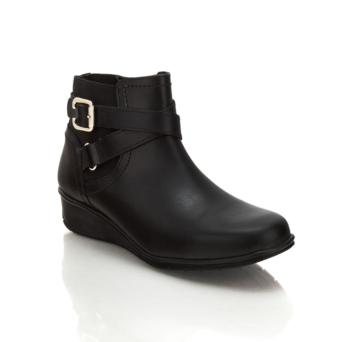 Bota Botín Piel Negro Tacón corrido Para Mujer Epidemia 02046