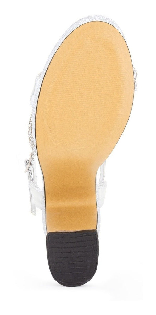 Sandalia Vestir Dama Moda Tacón Plata Joza 02930