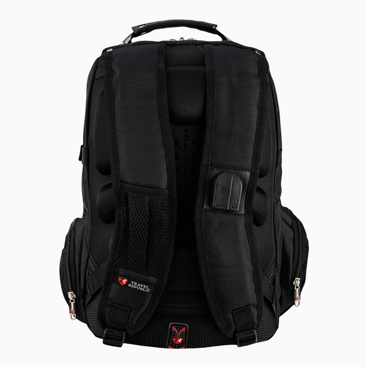 Mochila escolar color Negro con Azul marino