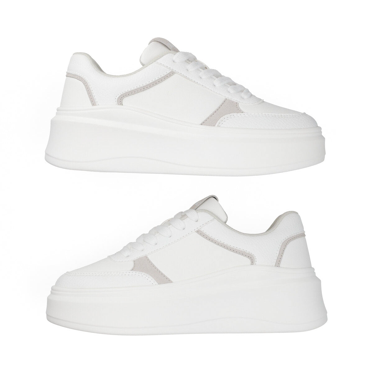 Tenis en color blanco con detalles en gris de la marca Capa de Ozono